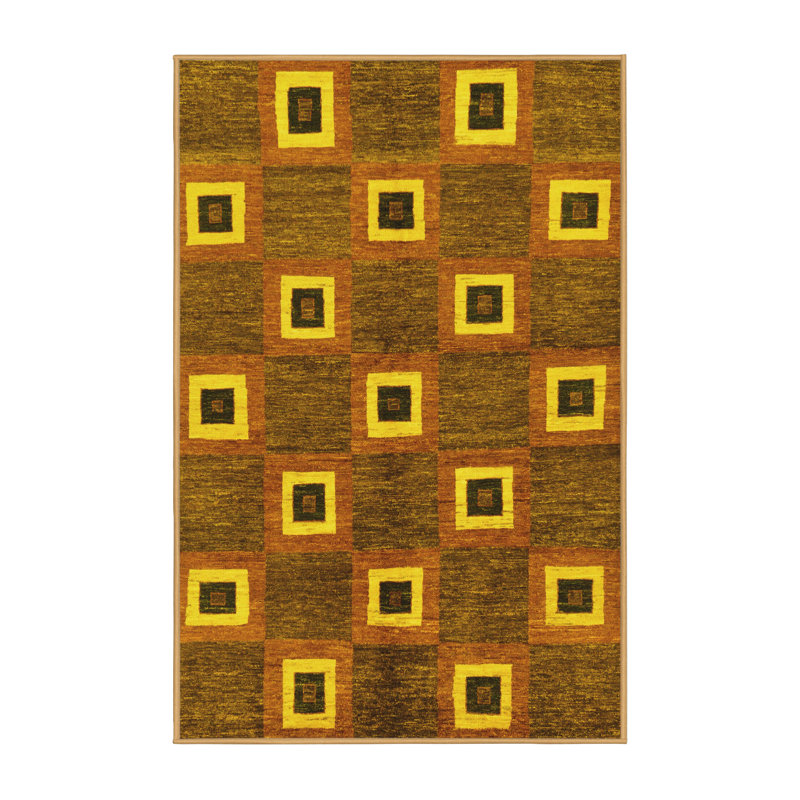 Hardiene Washable Abstract Indoor Rug, Rectangle 2' x 4'
