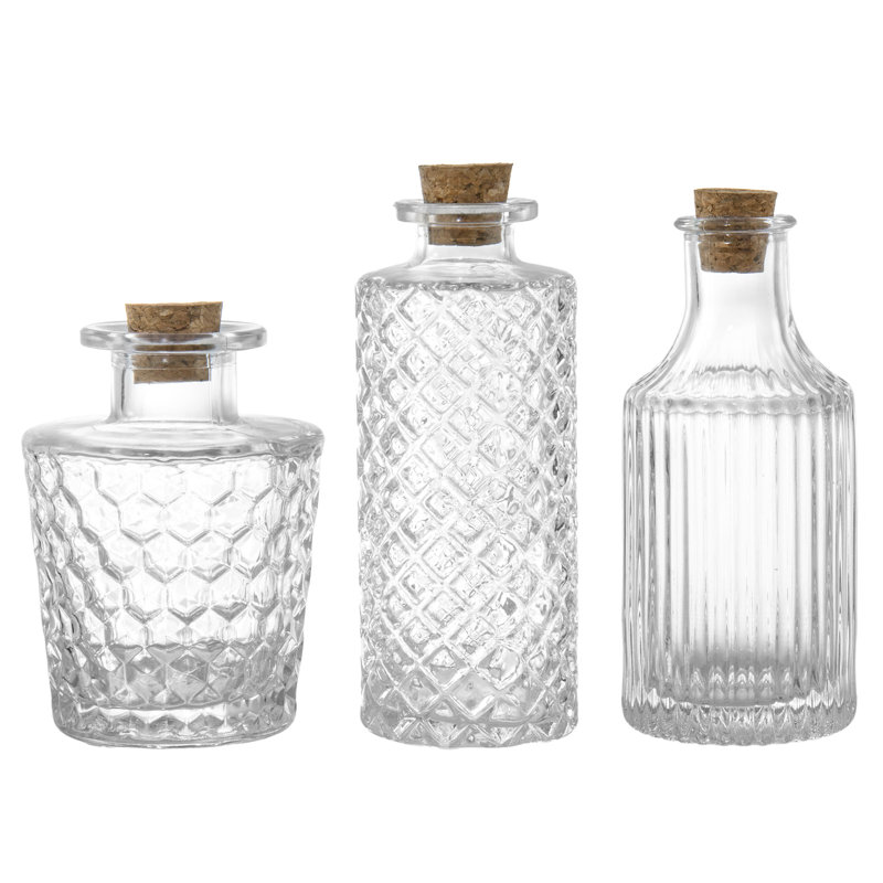 Ensemble de 3 bouteilles décoratives en verre pour table à fleurs