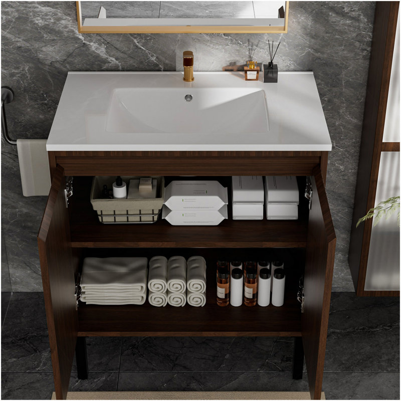 30 Inch Bathroom Vanity Without Sink, Matte Brown, 30"