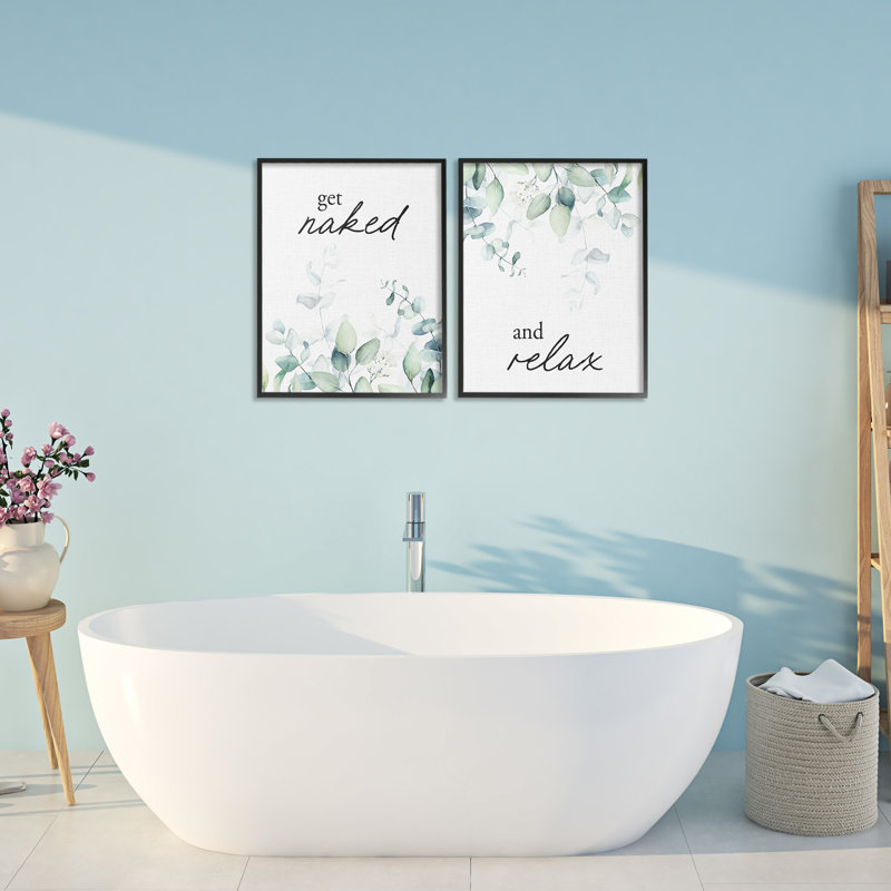 Ensemble de 2 giclées encadrées «Get Nake & Relax Herbs», design par Lette and Lined, H 20 po x l 16 po