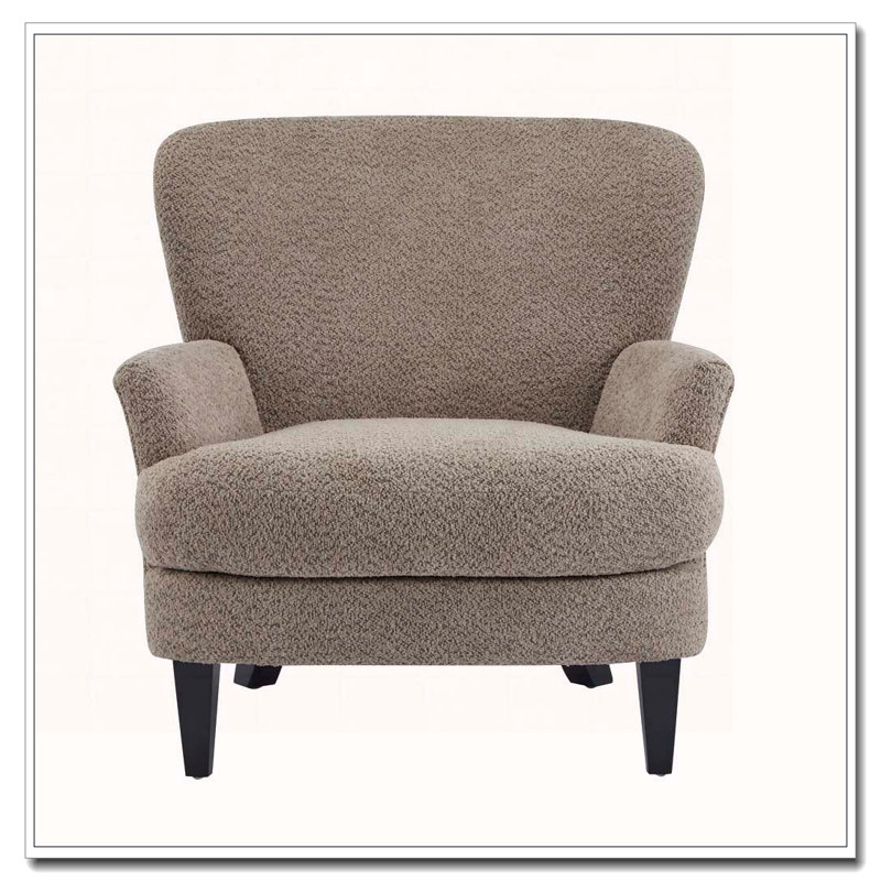 Fauteuil club rembourré Boucle, Marron clair