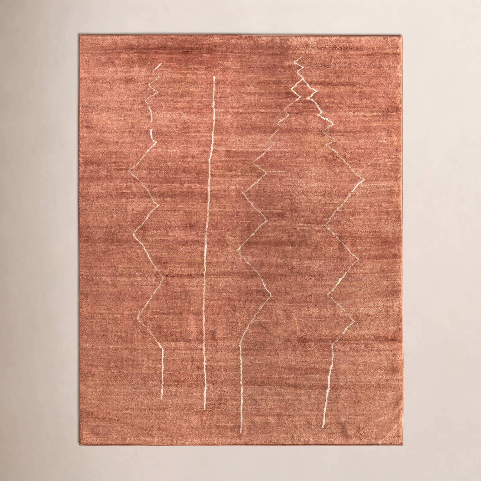 Orange Modern Hand-Knotted Abstract Rug, Rectangle 7'9" x 9'9"