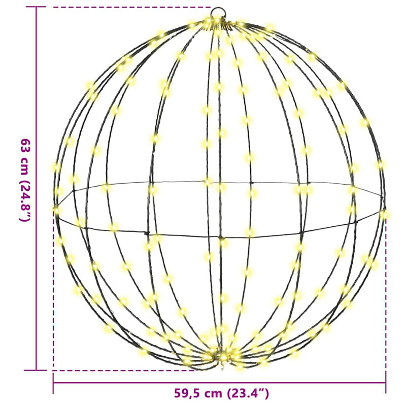 Vidaxl Ball With 192 Leds Warm White 60 Cm Metal