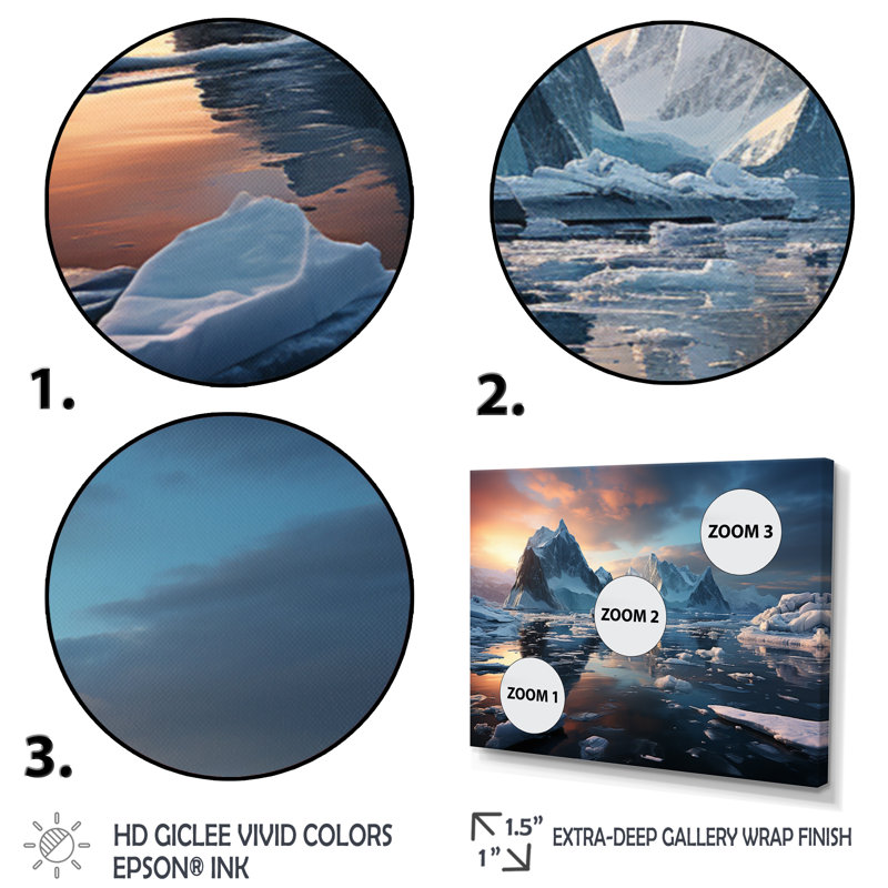 Iceberg sarcelle, rêves arctiques I, Cadre simple blanc, H 30 po x l 40 po x P 1,5 po