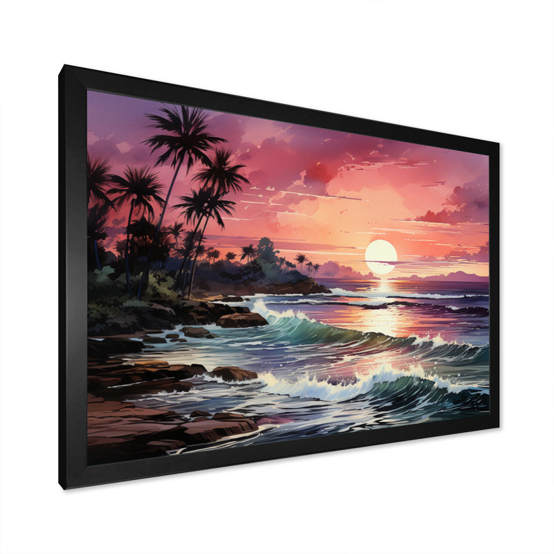 «Miami Pink Tropical Twilight», reproduction sur toile encadrée, null, null