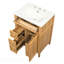 Meuble-lavabo de salle de bain avec lavabo, meuble-lavabo en bois avec tiroir rabattable, 2 tiroirs à fermeture en douceur, 1 porte à fermeture en douceur, bois massif et panneau de fibres à densité moyenne, poignées en bois élégantes