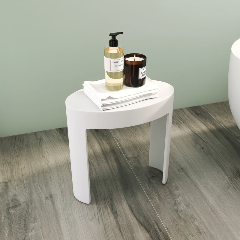 Tabouret de douche autoportant en surface solide de 43 cm (17 po), banc de douche blanc
