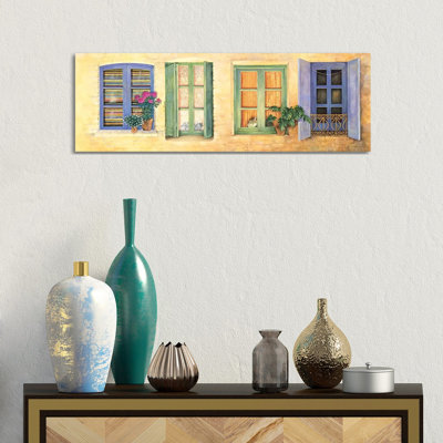 Mediterranean Windows 1 Piece Wrapped Canvas Panoramic Wall Art