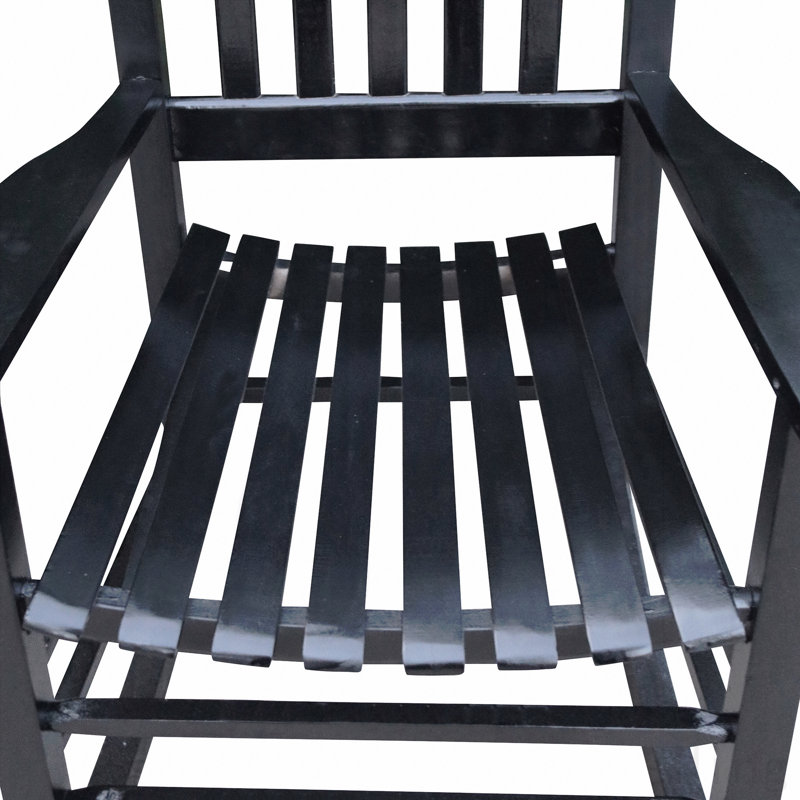 Chaise berçante en bois noir sans passe-partout, Noir
