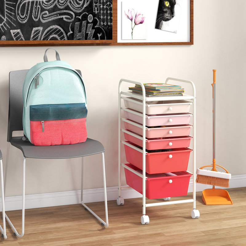 6 Drawer Storage Drawer, Pink