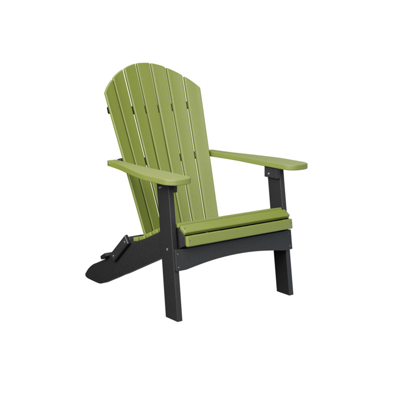 Berlin Gardens Comfo Back Folding Adirondack Chair, Kiwi Green/Black
