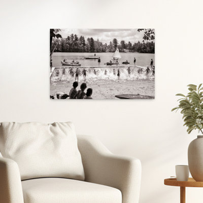 1950S 1960S Girls Running Into Lake Splashing Water Summer Camp Recreation Swimming And Boating Retro Vintage Summer Wall Art