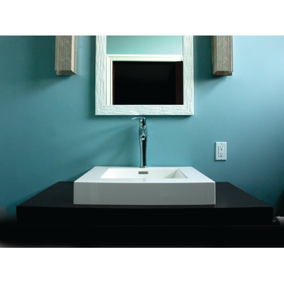 Block Polished White Handmade Rectangular Dual Mount Bathroom Sink with Overflow