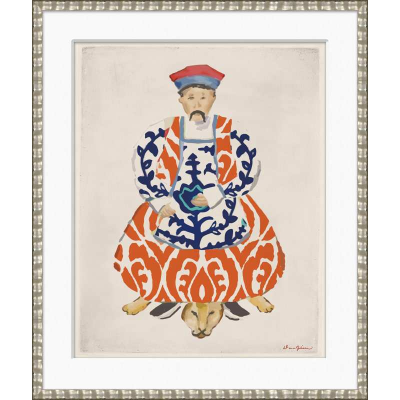 «Silk Scroll, Man» par Dana Gibson - Peinture encadrée sur papier