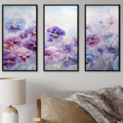 Ensemble de salon mauve avec fleurs mauves