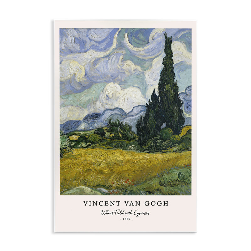 Plaque murale classique avec champs de blé et cyprès, design Vintage Hustle, 19" H x 13" W