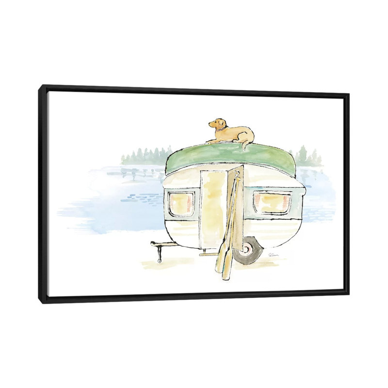« lakeside days ii », reproduction sur toile tendue, H 18 po x l 26 po x P 1,5 po, Toile avec cadre noir, Pas de tapis