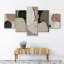 Impression sur toile 5 pièces Mid Mid Century Green Polygon Brown