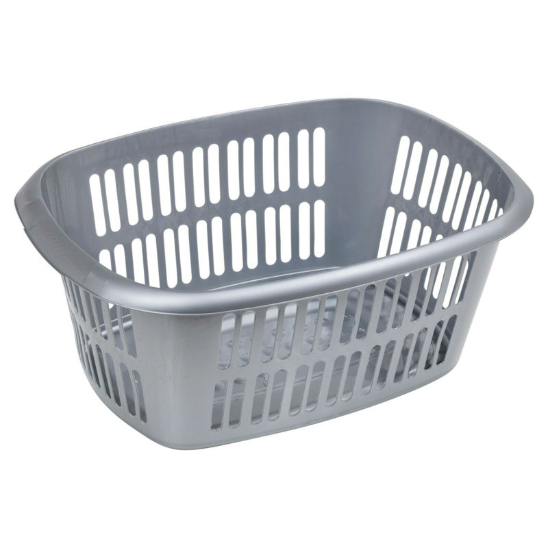 Plastic Laundry Basket, Silver