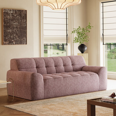 91.5'' Chenille Tufted Sofa High Back Wide Armrests Living Room Couch