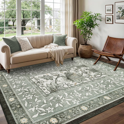 Floral Machine Printed Area Rug