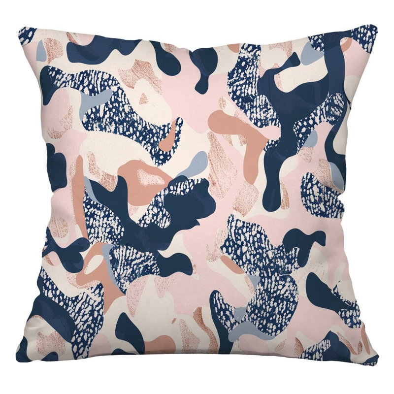 Coussin décoratif abstrait en coton à motif camouflage abstrait, H 26 po x l 26 po