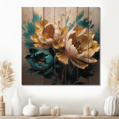 " Yellow Blue Peonies Artistry I "