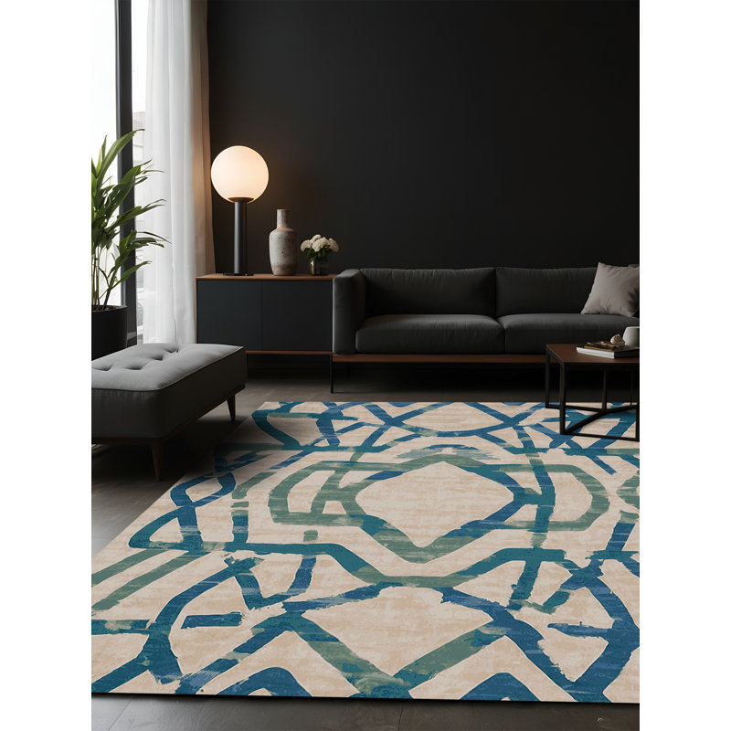 Tapis beige soyeux et moelleux, Carré 3 pi