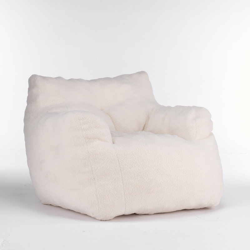 Medium Bean Bag Chair, Cream White Teddy
