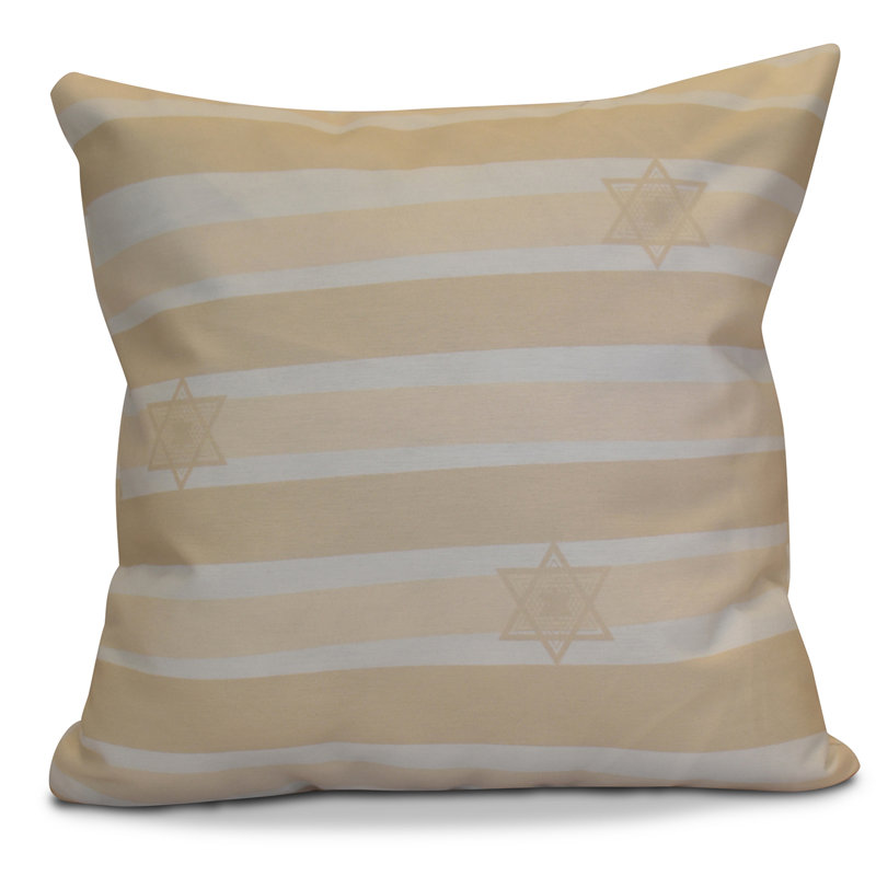 Housse de coussin décoratif à rayures et insert 2016 holiday holiday hanoukka, 20 po x 20 po, Crème / Blanc cassé