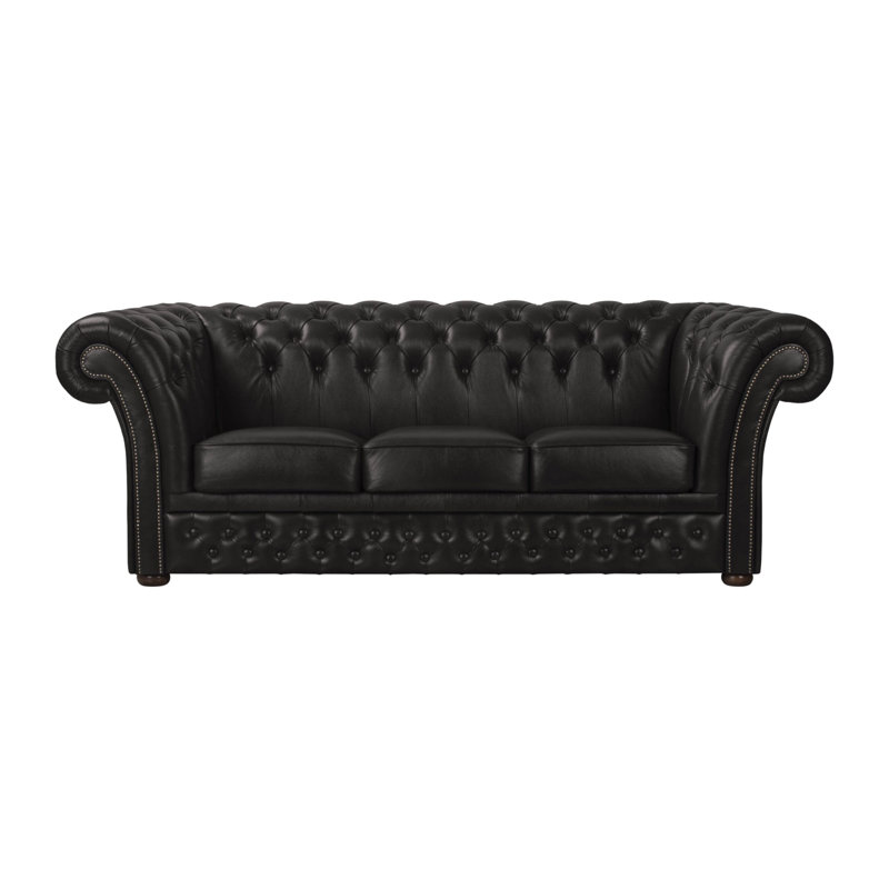 Tamberg Genuine Leather Sofa, 3, Black