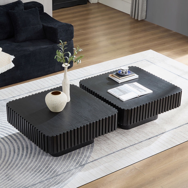 Ensemble de 2 pièces de table basse carrée 31,5 pouces Handcraft, Noir
