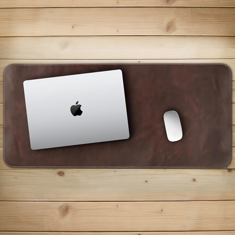 Top Grain Leather Extended Mouse Pad,Brown