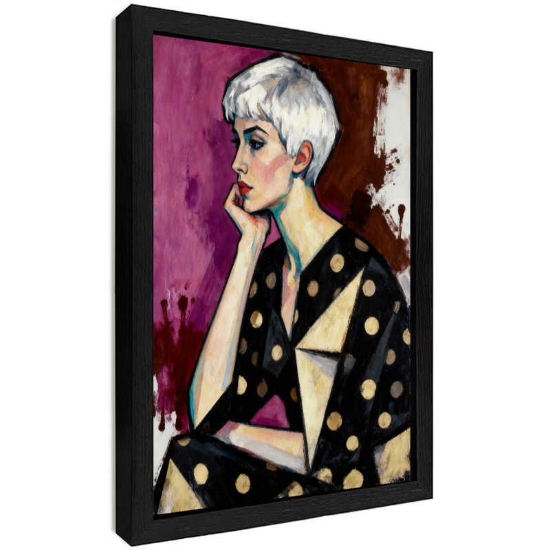 «Black», encadré noir, abstrait, fusion de couleurs, femmes, art mural, impressions de style rétro, H 37 po x l 25 po