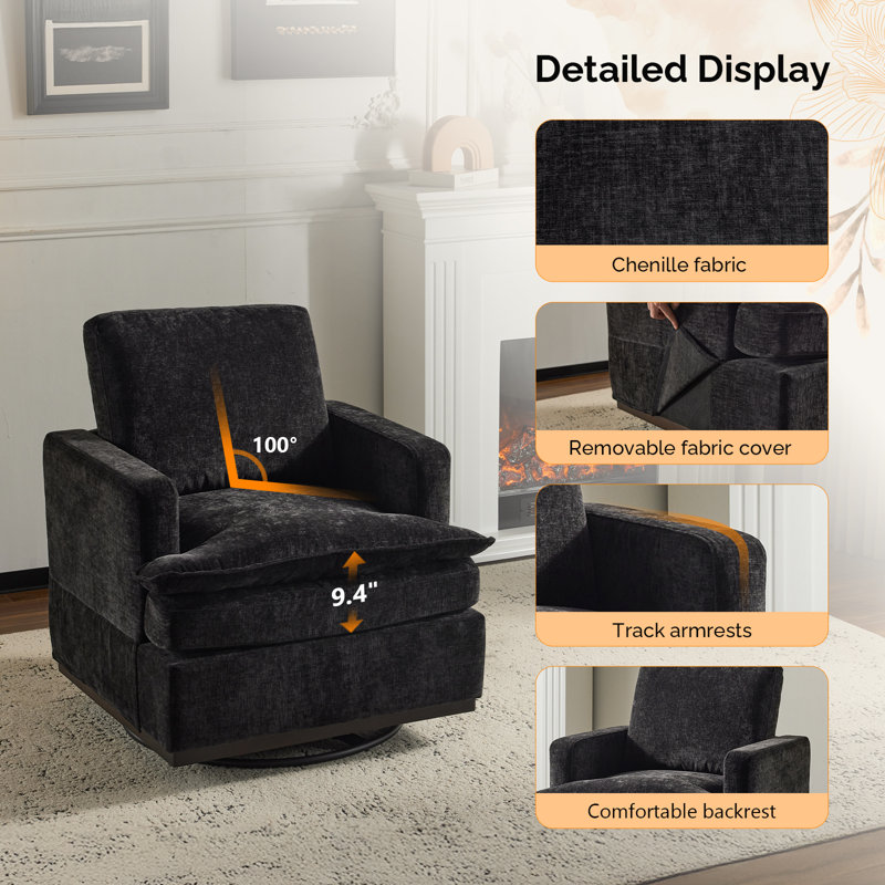 Fauteuil pivotant moderne Mid-Century, Noir