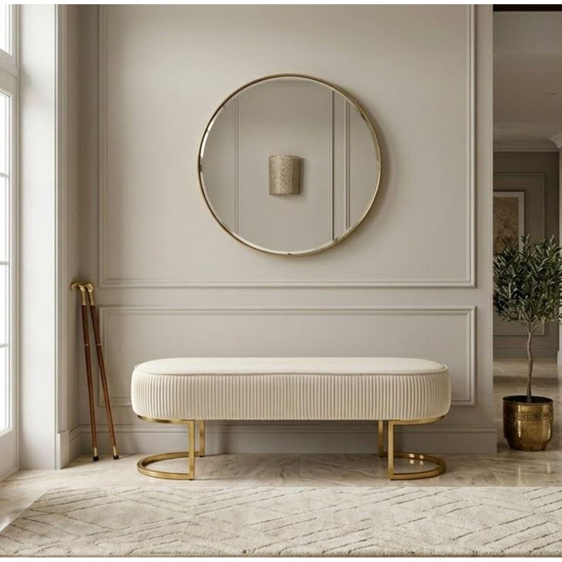 Duppstadt Velvet Upholstered Bench, Beige
