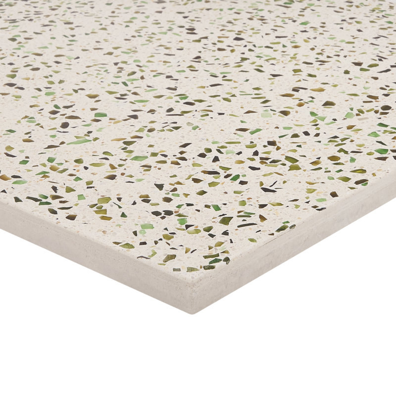 Veritas Terrazzo 16X16 Polished Terrazzo Tile, Green/Beige
