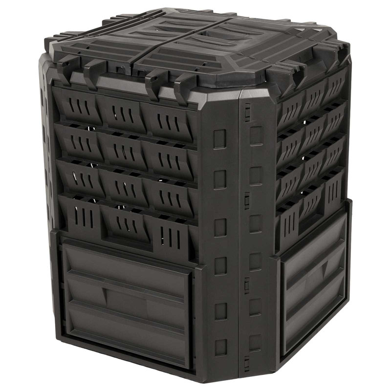 vidaXL Garden Composter Black 100% PP Outdoor Bin Waste Container Recycling