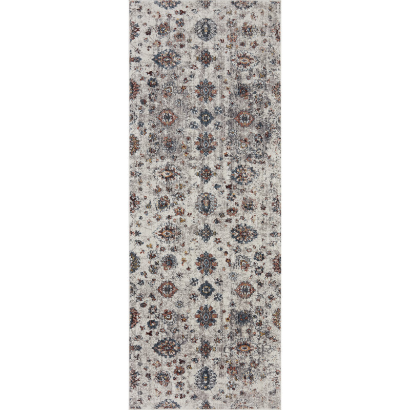 Tapis gris tissé à la machine Leonara, Tapis de couloir 2 pi 7 po x 8 pi
