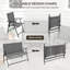 4 Piece Light Grey Metal Garden Sofa Set with Folding Loveseat, 2 Folding Chairs and Tempered Glass Coffee Table