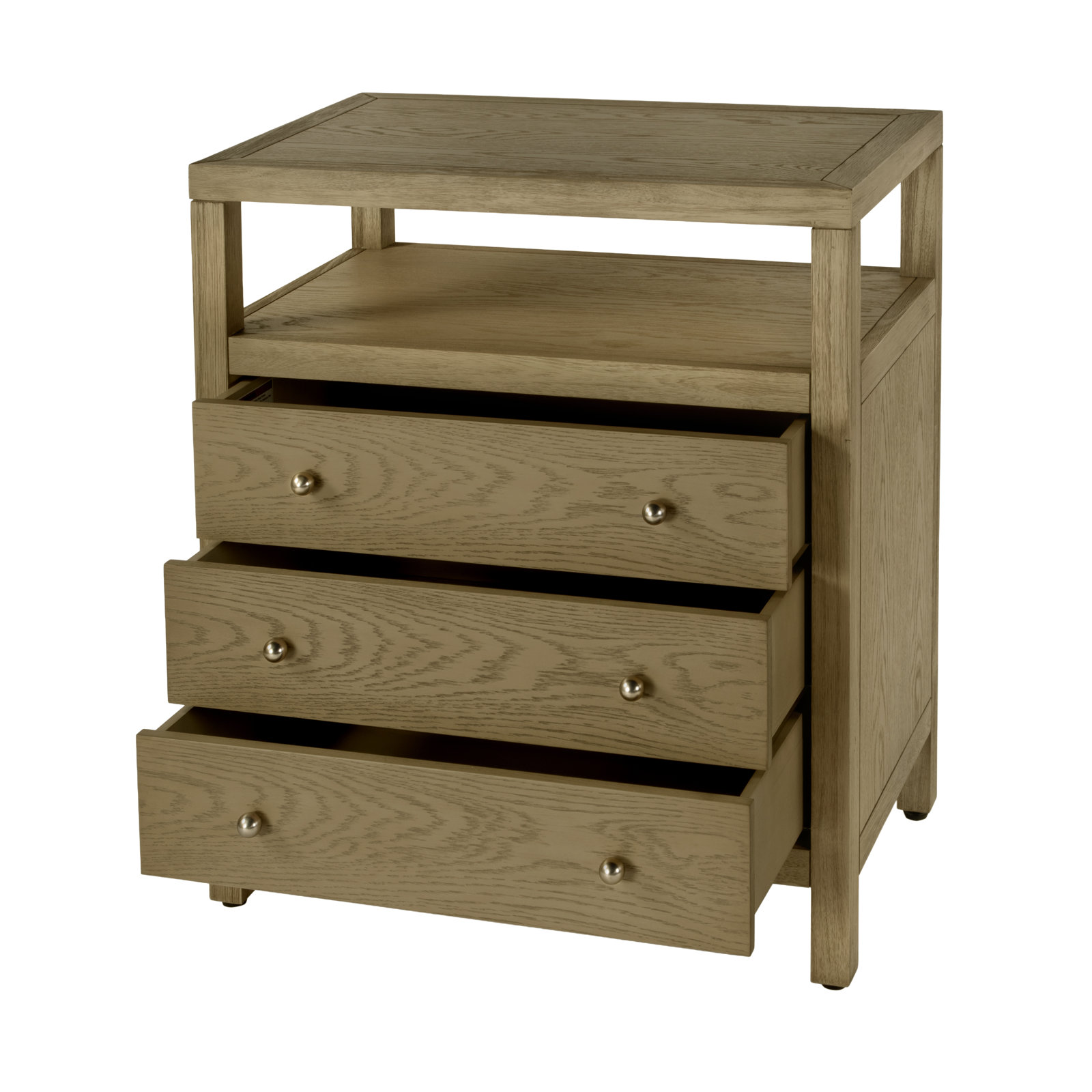 Celine 3-Drawer Acacia Nightstand, Light Oak