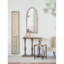 Miroir arqué 22 po x 48 po en bois crème et doré, aspect fenêtre décorative pour le vestibule du salon