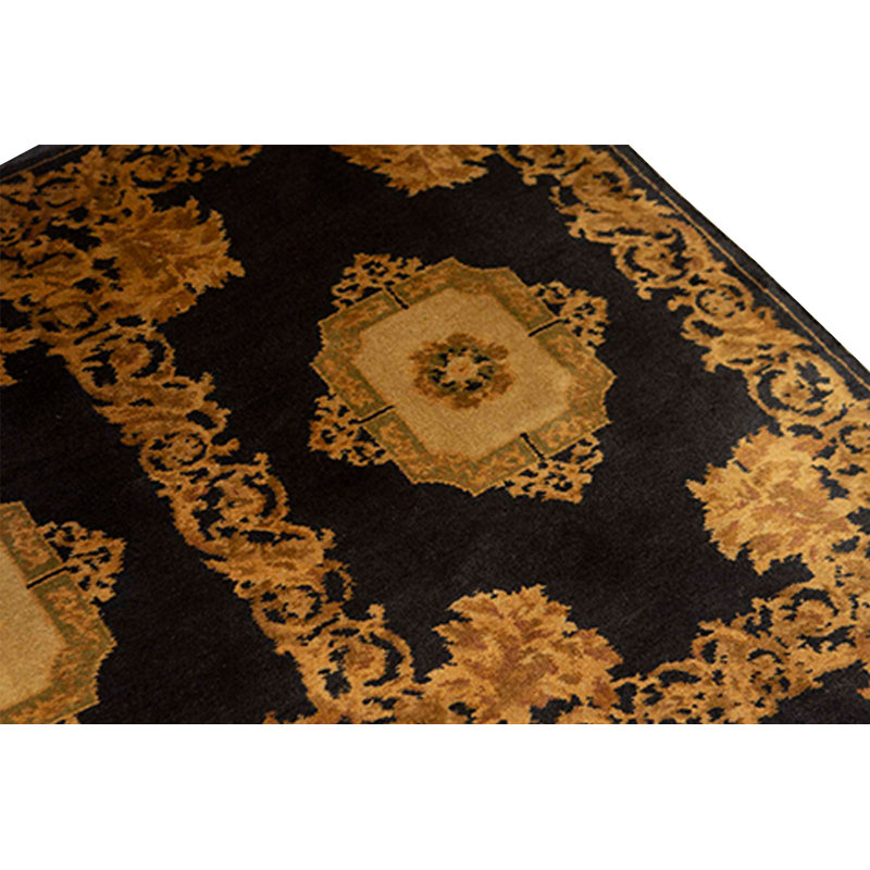 Wool Oriental Area Rug in Black/Gold