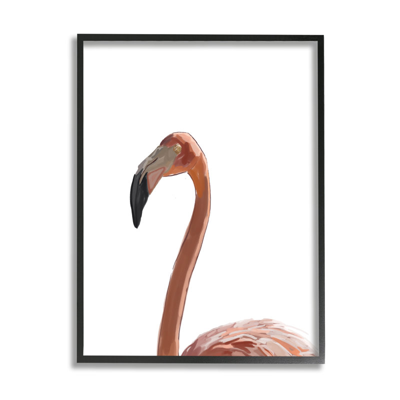 «Minimal Flamingo Portrait» encadré sur bois par Amelia Noyes, impression, H 30 po x l 24 po x P 1,5 po