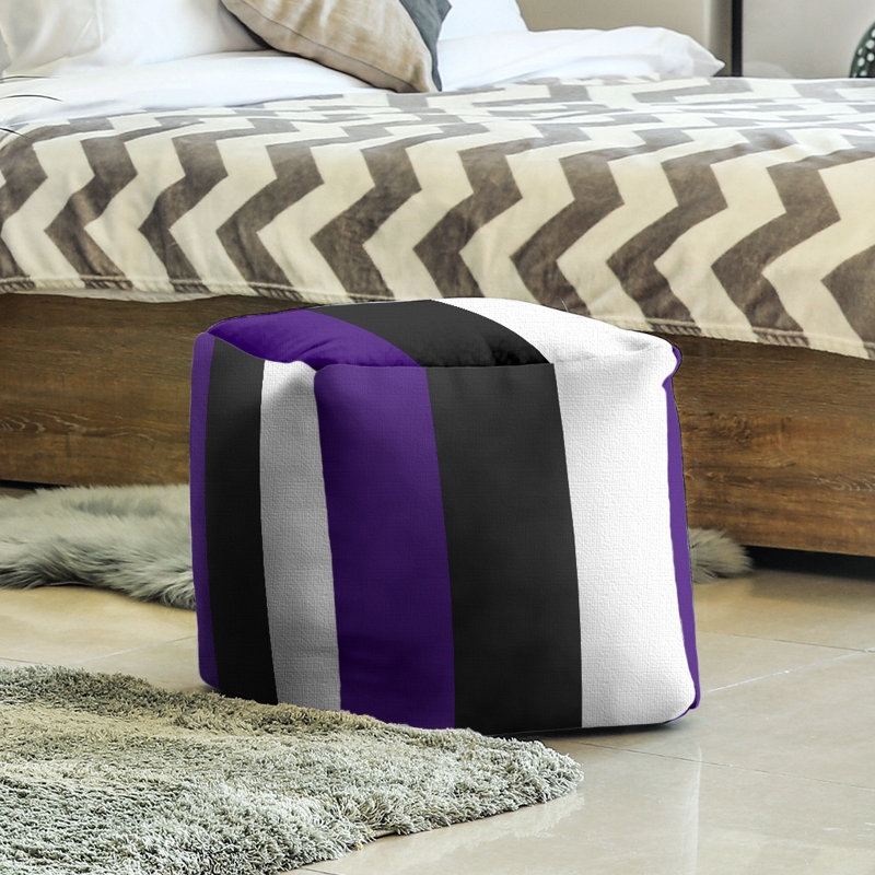 Repose-pieds 13 po, H 18 po x l 18 po x P 20 po, Mauve / noir / blanc