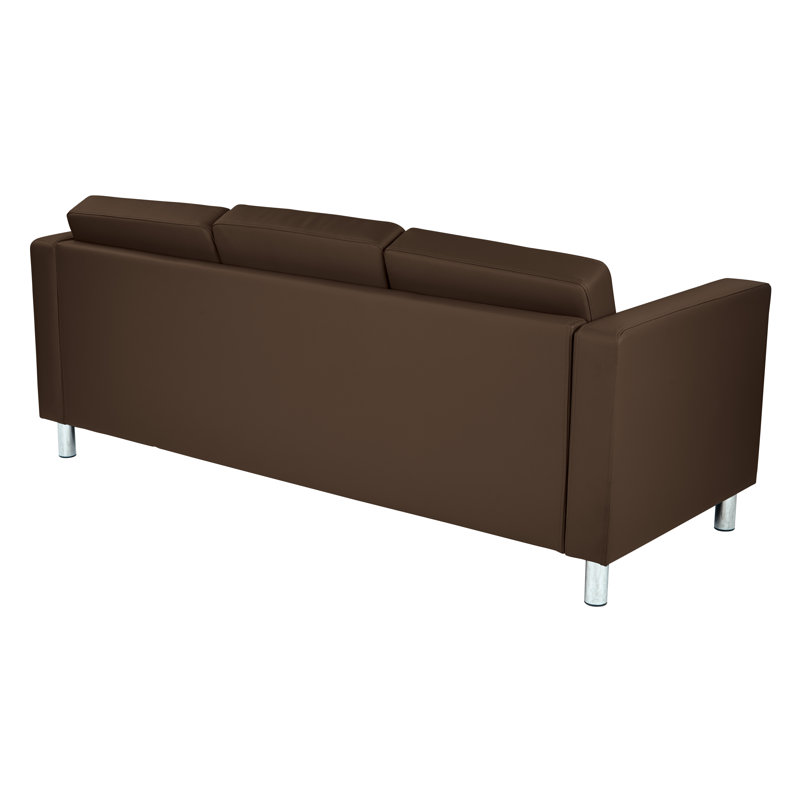 Desantiago Faux Leather 72.5'' Reception Sofa, Java Antimicrobial Vinyl