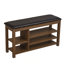 Un long banc à langer réglable en hauteur en bois d'hévéa naturel est livré avec un siège confortable, un espace de rangement dissimulé et de grands compartiments de rangement. Comprend du grain de bois naturel, brun et rangement pour chaussures
