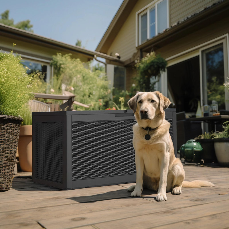 450L Lockable Waterproof Resin Outdoor Storage Box, Black