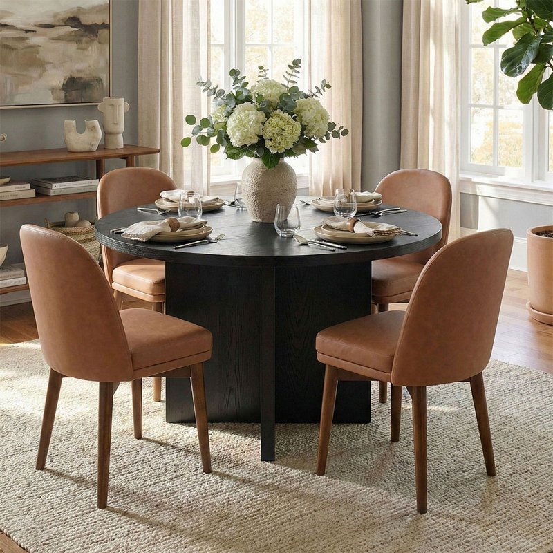 5-Piece Industrial Modern Round Dining Set