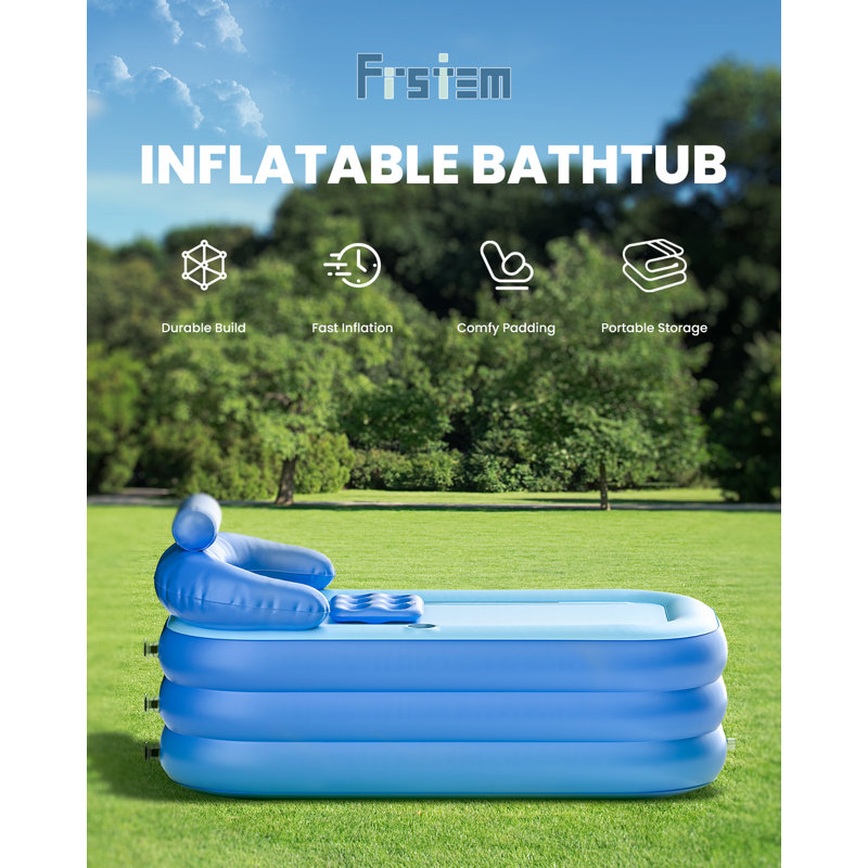 Blue Inflatable Folding Bathtub with Electric Air Pump